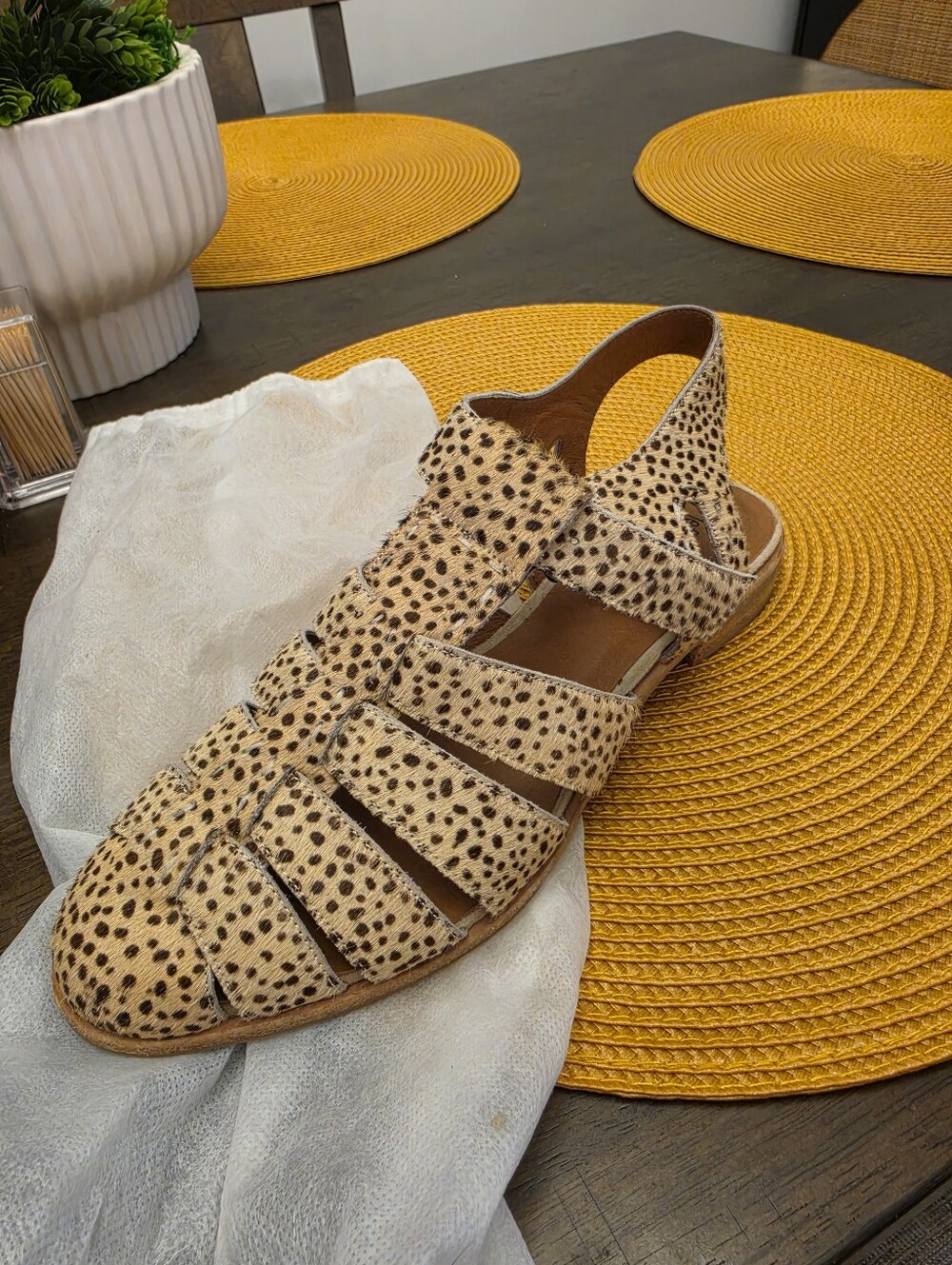 Jeffery Campbell Angora-LOF Brown Beige Jaguar Close Toe Sandals Size 7.5 M